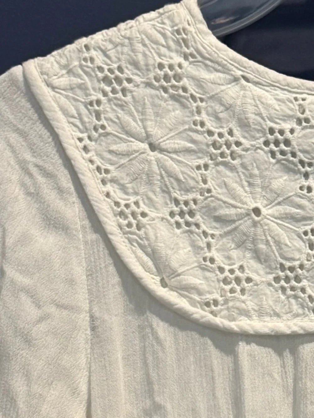 Knox Rose Ivory Crochet-Trim Long Sleeve Tiered  Boho Dress Size S - Picture 13 of 14